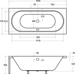 Besco Акриловая ванна Vitae 150x75 – фотография-6